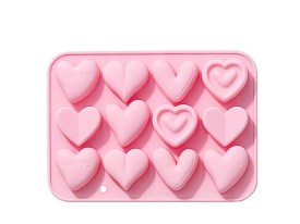 Molde silicona 12 corazones diferentes